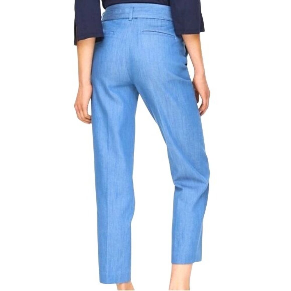 Loft Chambray Tie Waist Slim Pants Size 8 Petite - Picture 3 of 14